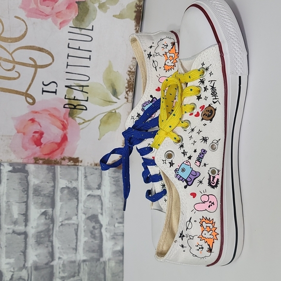 White BT21 Line Friends Tennis Shoes Shooky Mang RJ Cooky Chimmy Tata Koya - Picture 8 of 16